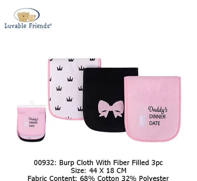 Luvable Friends 3 Pcs Terry Burp ClOTHES