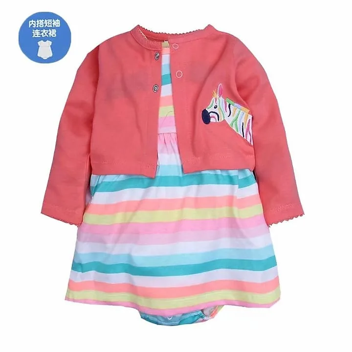 Baby Girl Dress Set Cardigan + FROK WITH COAT 2pcs/Set