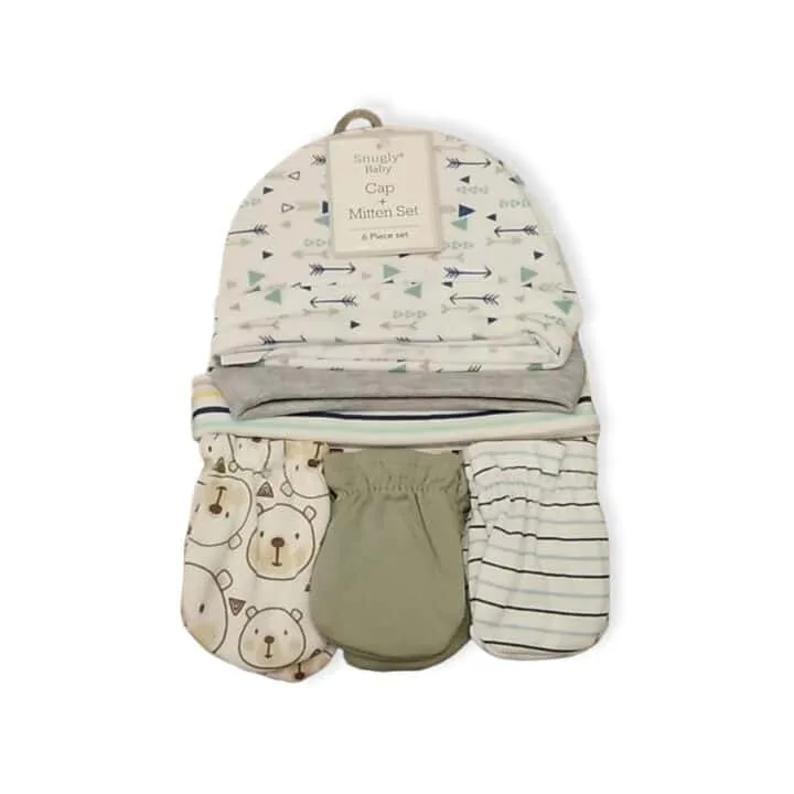 Snugly Baby Cap & Mitten (6 Pcs Set)