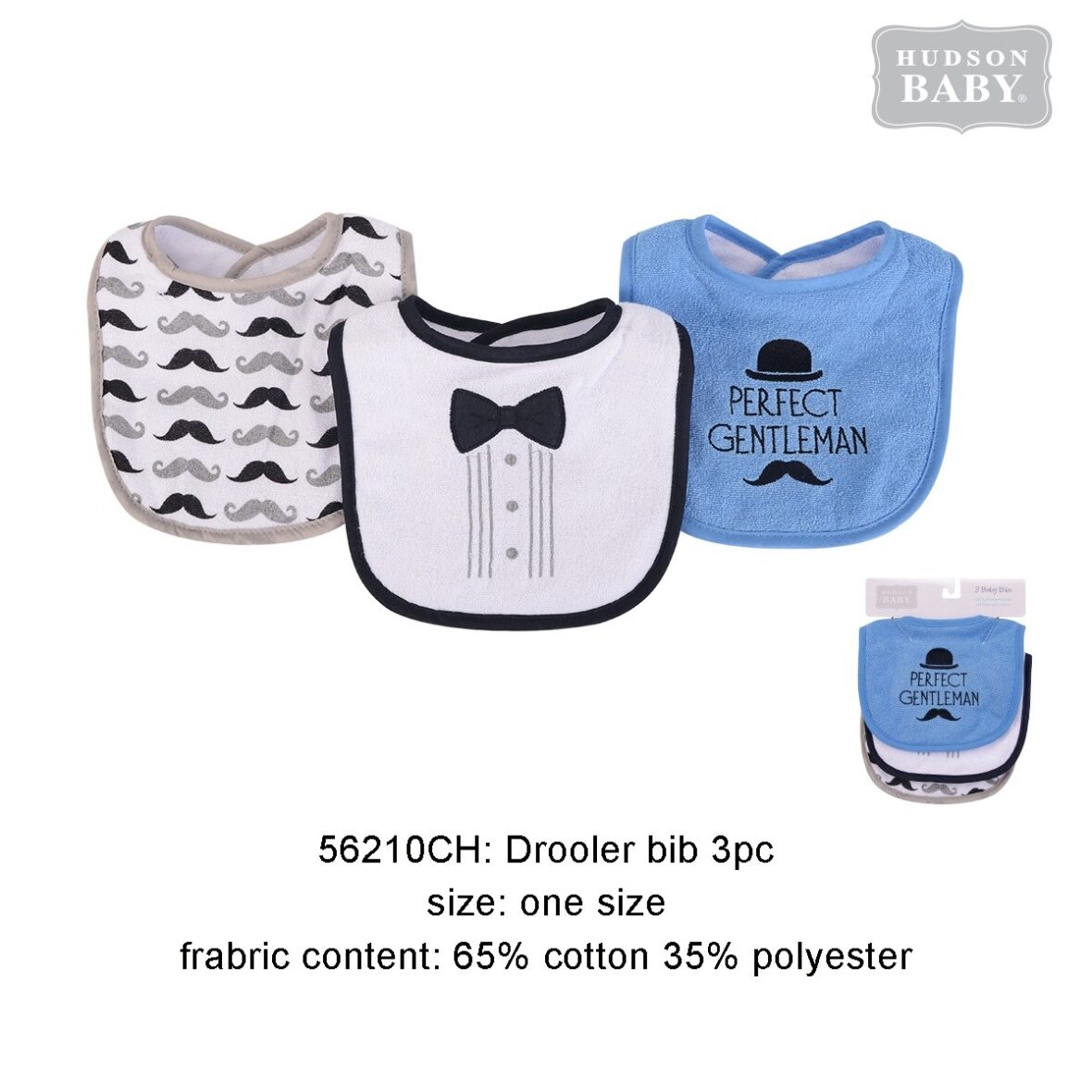 Hudson Baby Interlock Droller Baby Bibs – (3pcs)
